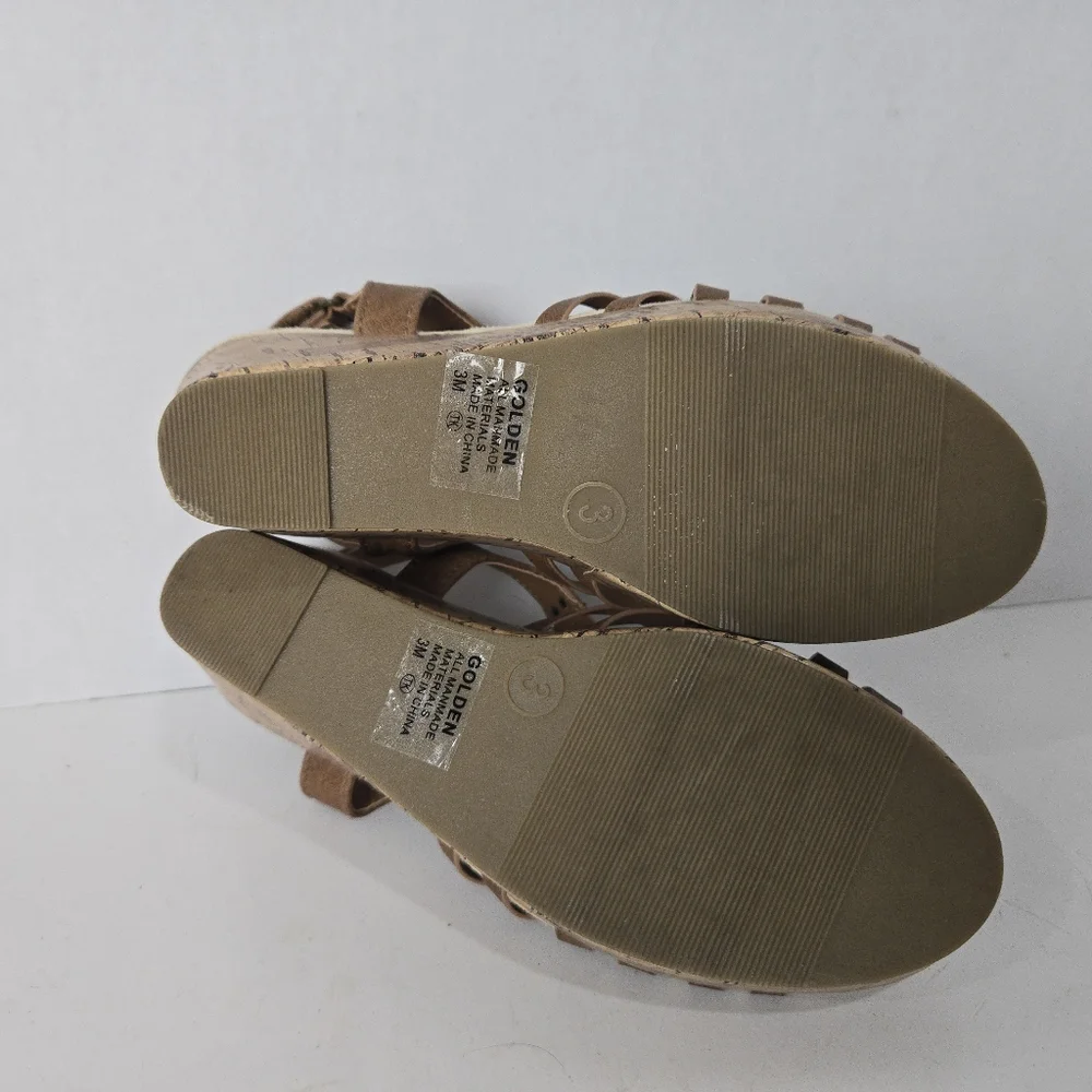 Cork Wedge Sandals, Size 3